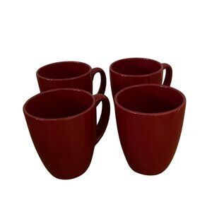 Corelle Coordinates Corning Stoneware Crimson Red Coffee Mugs 12 oz Set of 4 New